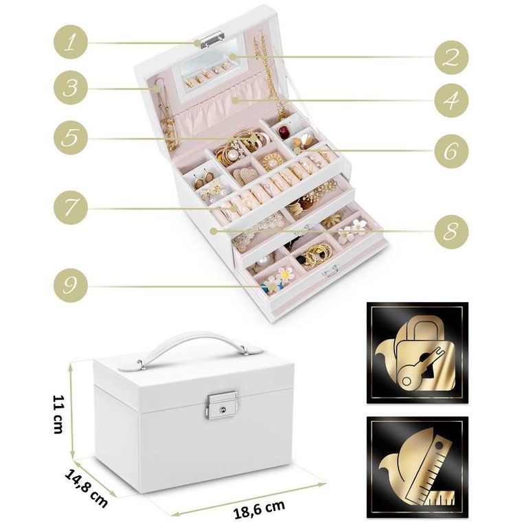 Massido, szkatułka na biżuterię, biała