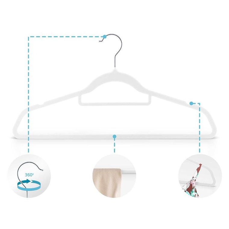 Massido, Welurowe wieszaki na ubrania, 20 szt., MS-859