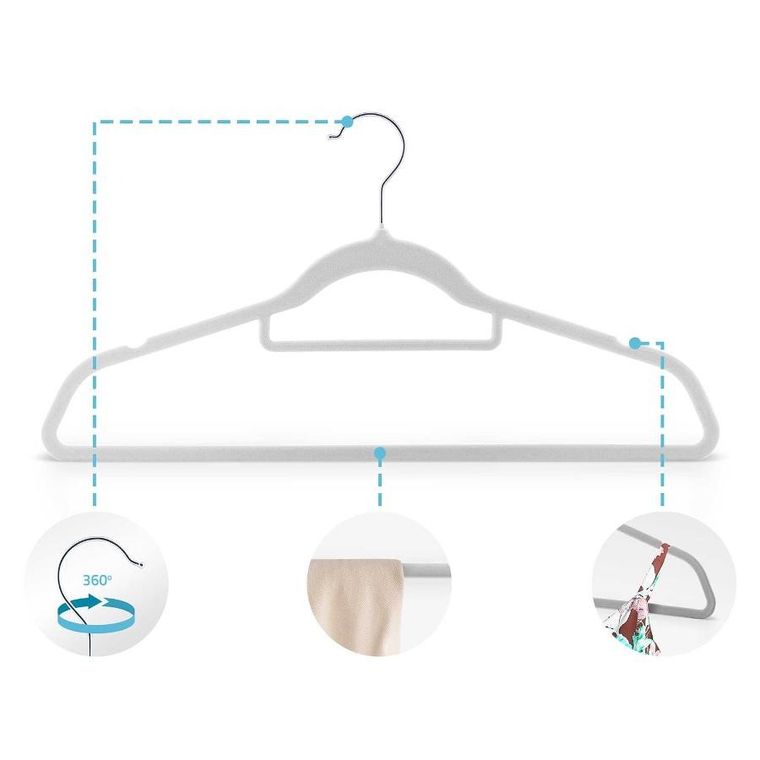 Massido, Welurowe wieszaki na ubrania, 20 szt., MS-859