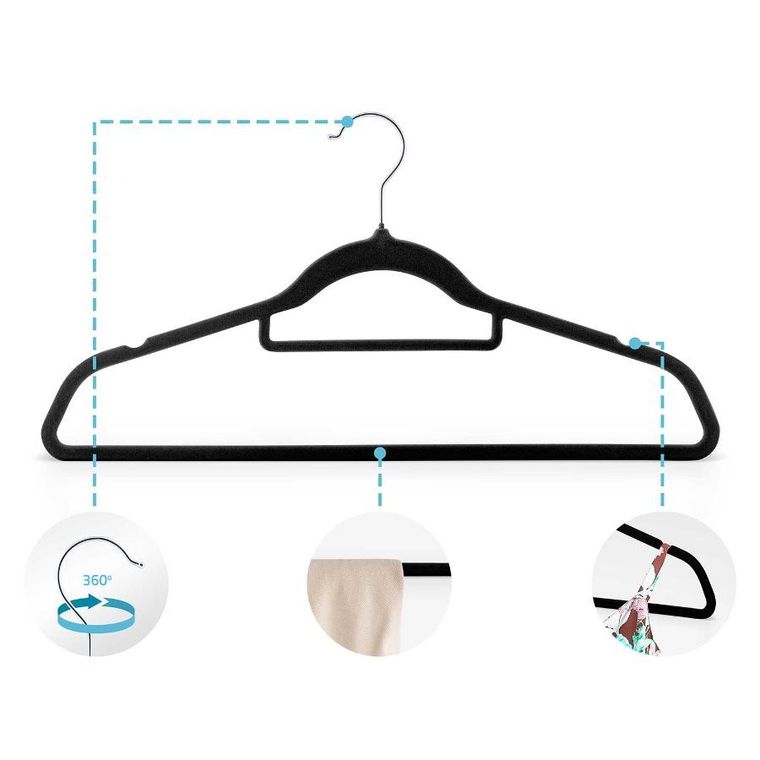 Massido, Welurowe wieszaki na ubrania, 20 szt., MS-859