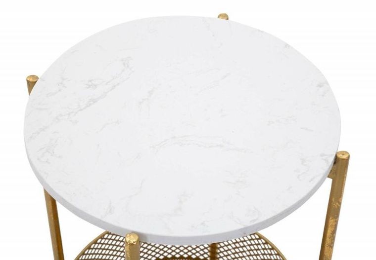 Mauro Ferretti, stolik kawowy z koszem, złoty stelaż, Ø 35 cm