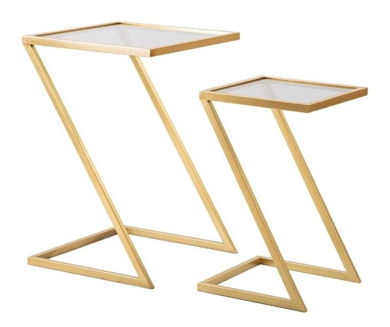 Mauro Ferretti, zestaw stolików pomocniczych z blatem z dymionego szkła