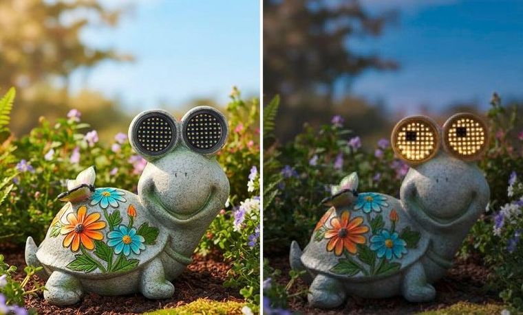 Maximex, figurka ogrodowa solarna, żółw ze świecącymi oczami LED, 17-20 cm