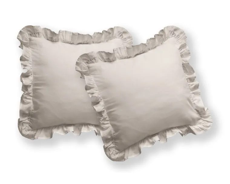 Mayamoo, pościel 3-częściowa z falbaną, beżowa, 160-200 cm