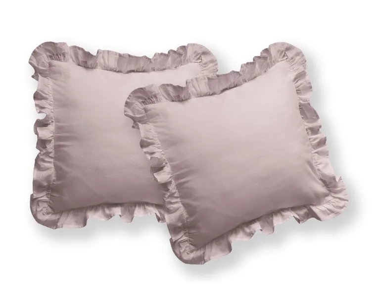 Mayamoo, pościel 3-częściowa z falbaną, różowa, 160-200 cm