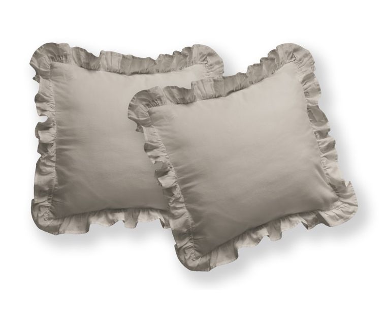 Mayamoo, pościel 3-częściowa z falbaną, taupe, 160-200 cm