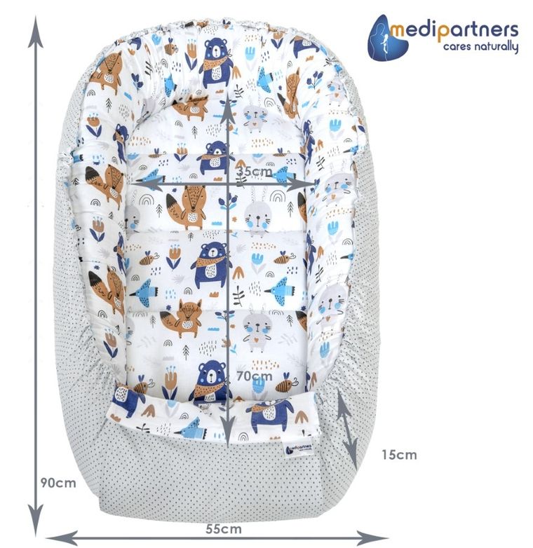 Medi Partners, Boho Animals, gniazdo niemowlęce, kokon solo, beżowy