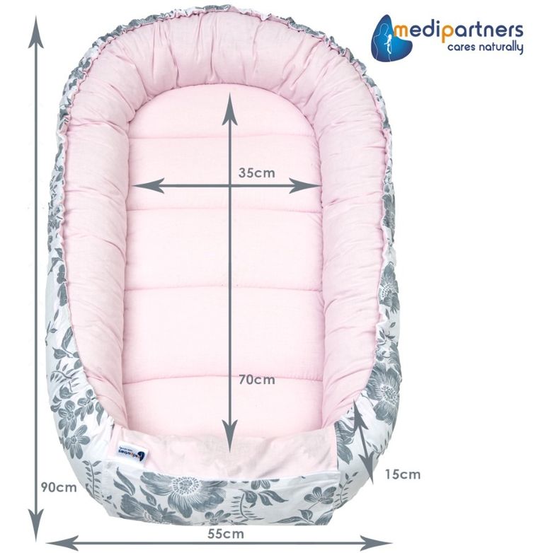 Medi Partners, gniazdo niemowlęce, kokon w zestawie, różowy