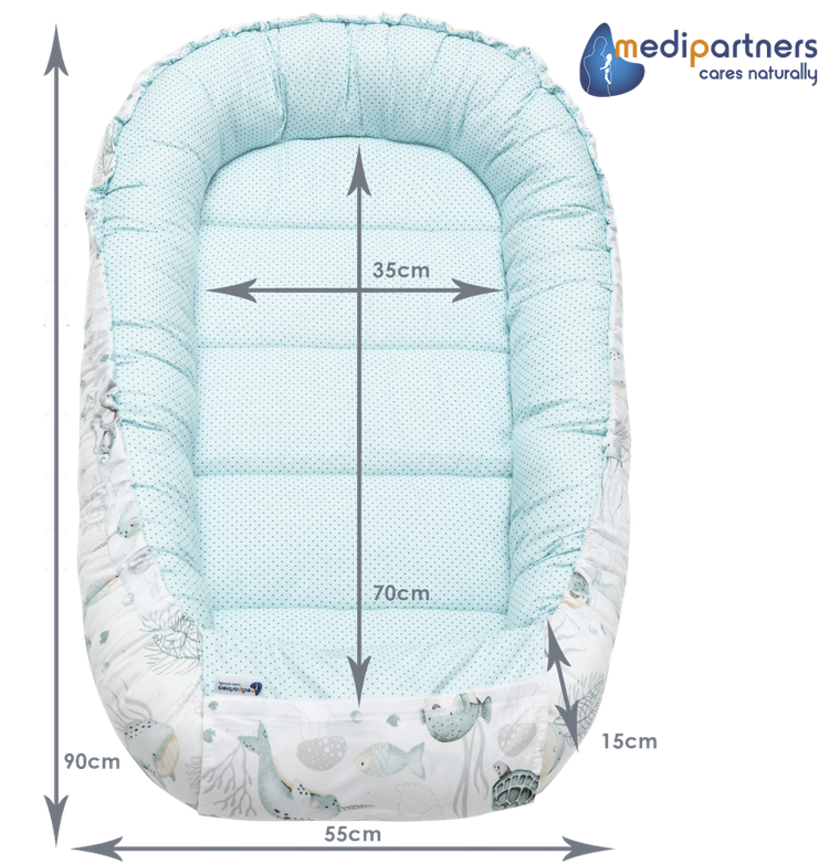 Medi Partners, Ocean, gniazdo niemowlęce, kokon w zestawie, miętowy