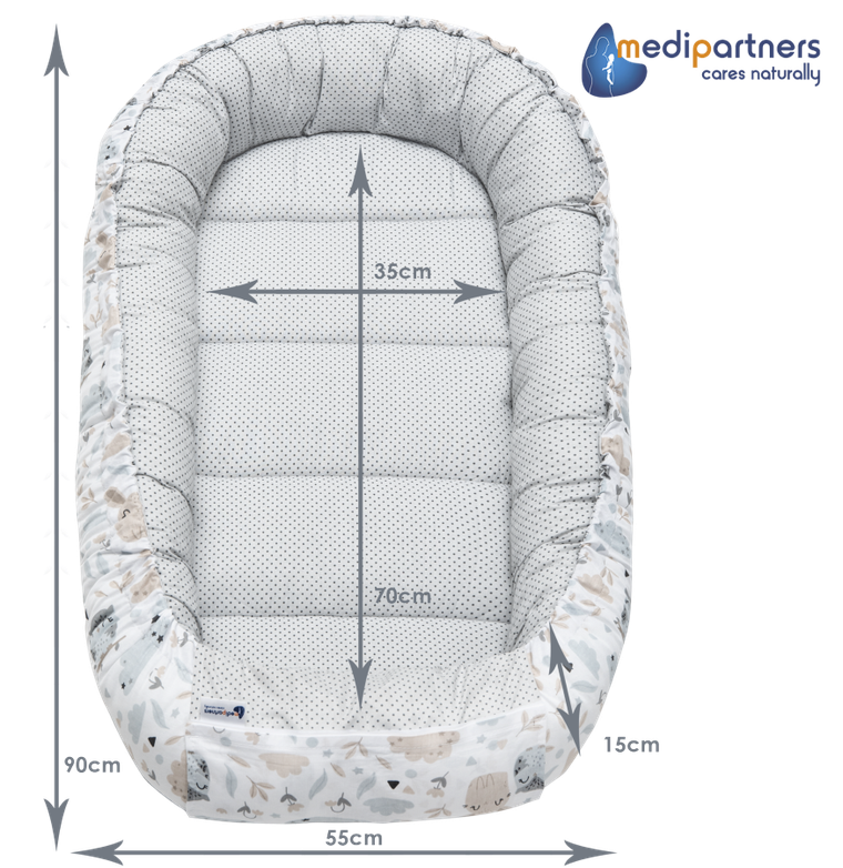 Medi Partners, Polana, kokon, gniazdo niemowlęce w zestawie, szary