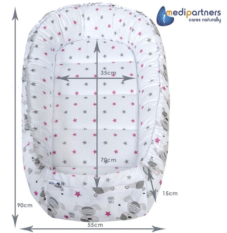 Medi Partners, Teddy, gniazdo niemowlęce, kokon solo, ciemny róż