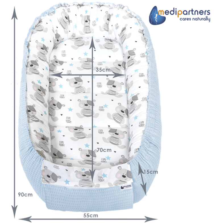 Medi Partners, Teddy, gniazdo niemowlęce, kokon, wafel, błękit