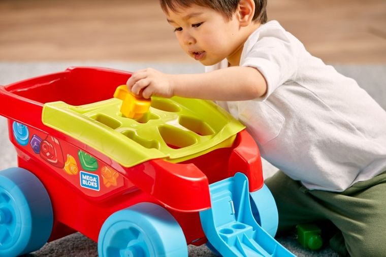 Mega Bloks, Wózek - sorter kształtów, klocki, 25 elementów