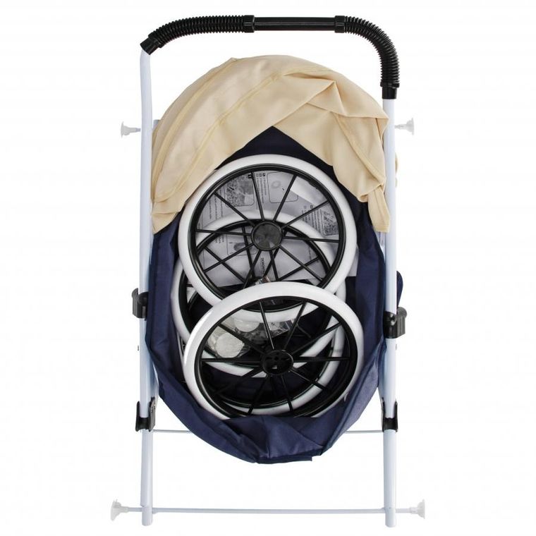 Mega Creative, metalowy wózek dla lalek głęboki, granatowy