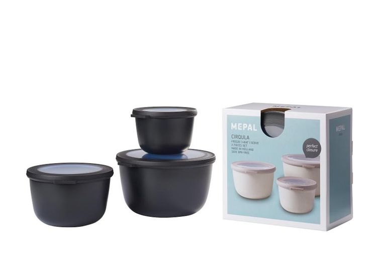 Mepal, Cirqula, zestaw 3 misek, okrągła, Nordic Black, 500+1000+2000 ml