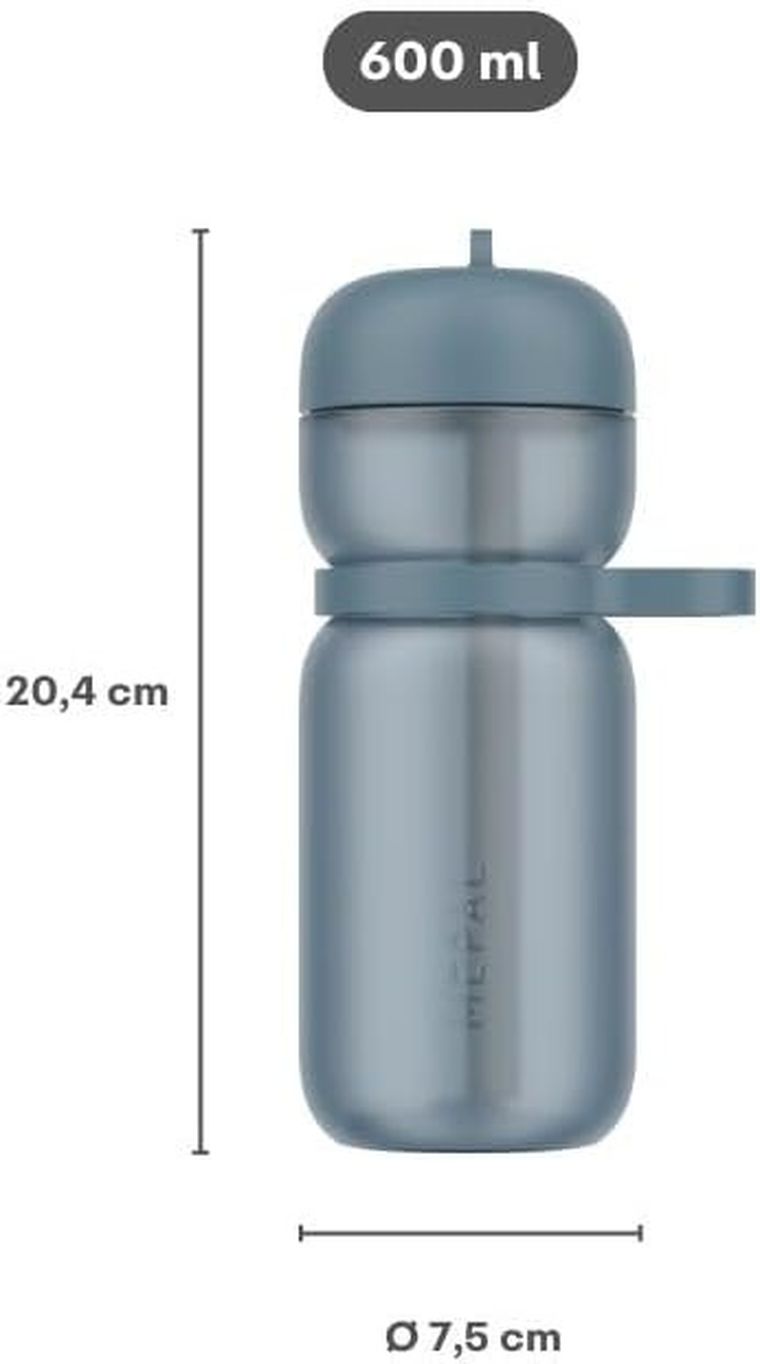 Mepal, Flip Active, bidon sportowy ze słomką, Apple Green, 600 ml