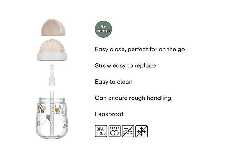 Mepal, Mio, Forest Friends, kubek dziecięcy ze słomką, 300 ml