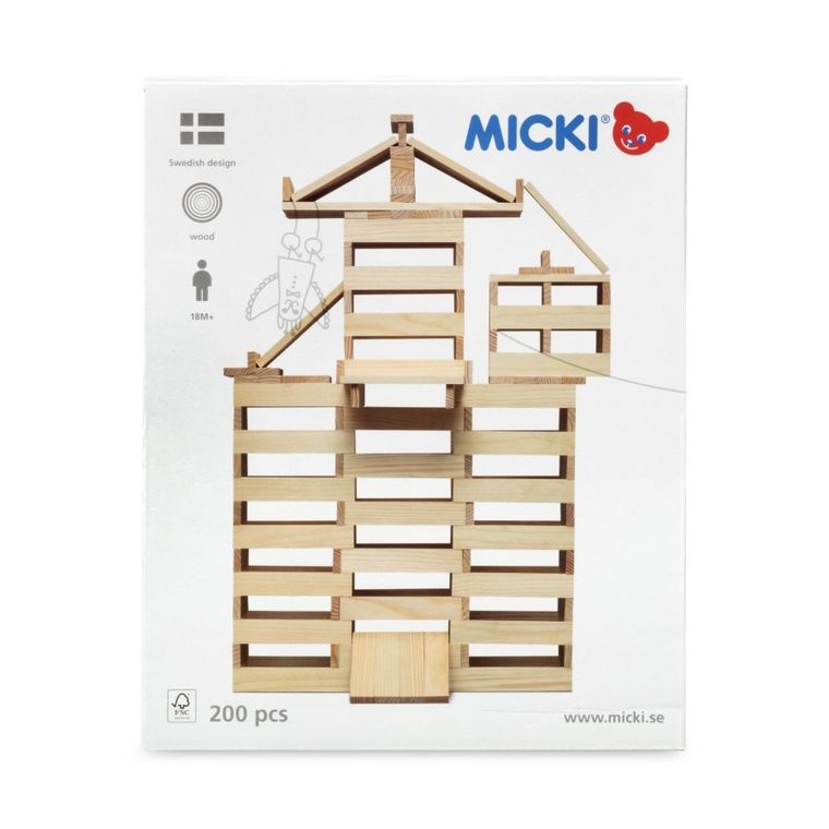 Micki, klocki drewniane, 200 szt.