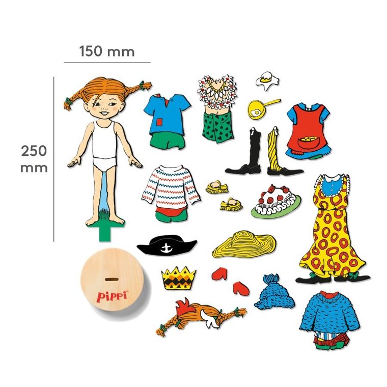 Micki, Pippi, lalka magnetyczna z ubrankami