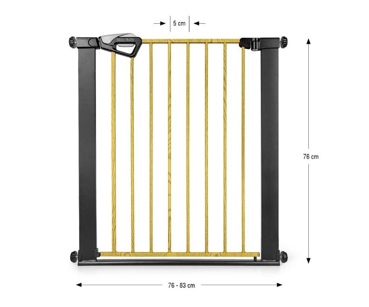 Milly Mally, Guardy, barierka zabezpieczająca na schody, black natural, 76-83 cm