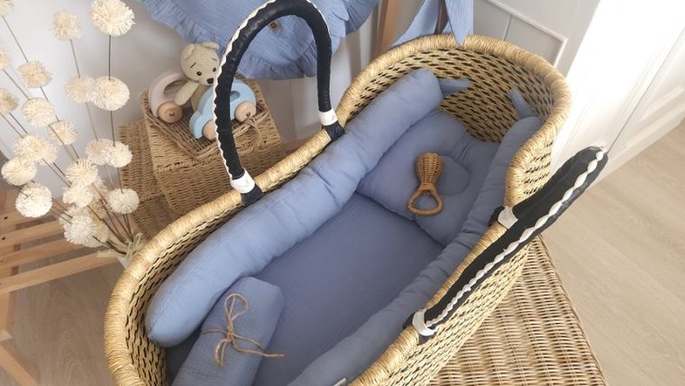 MimiNu, Duo, zestaw do gondoli, kosza Mojżesza, muślin, jeans