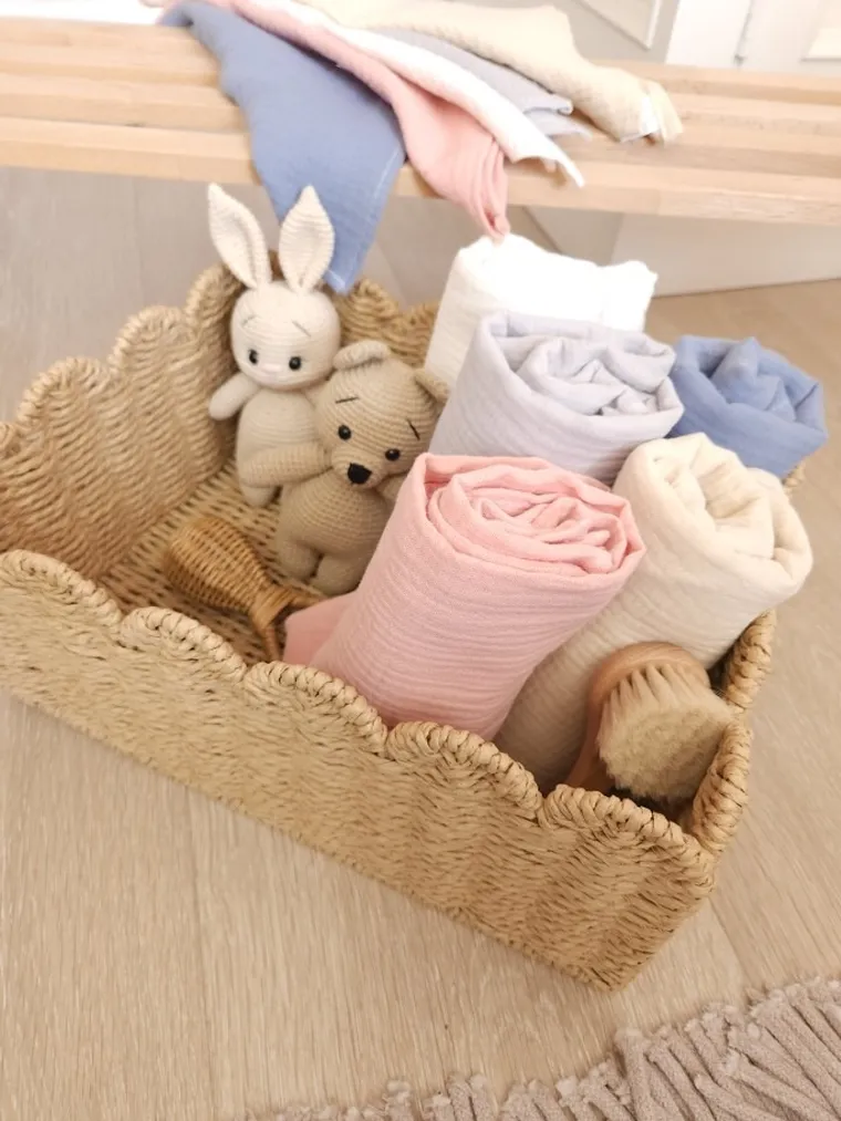 MimiNu, pieluszka muślinowa, jeans + śmietanka, 75-75 cm, 2 szt.