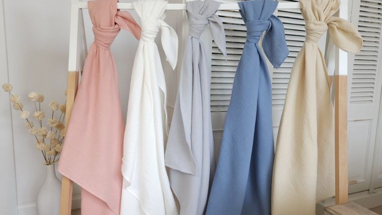 MimiNu, pieluszka muślinowa, szara + śmietanka, 75-75 cm, 2 szt.