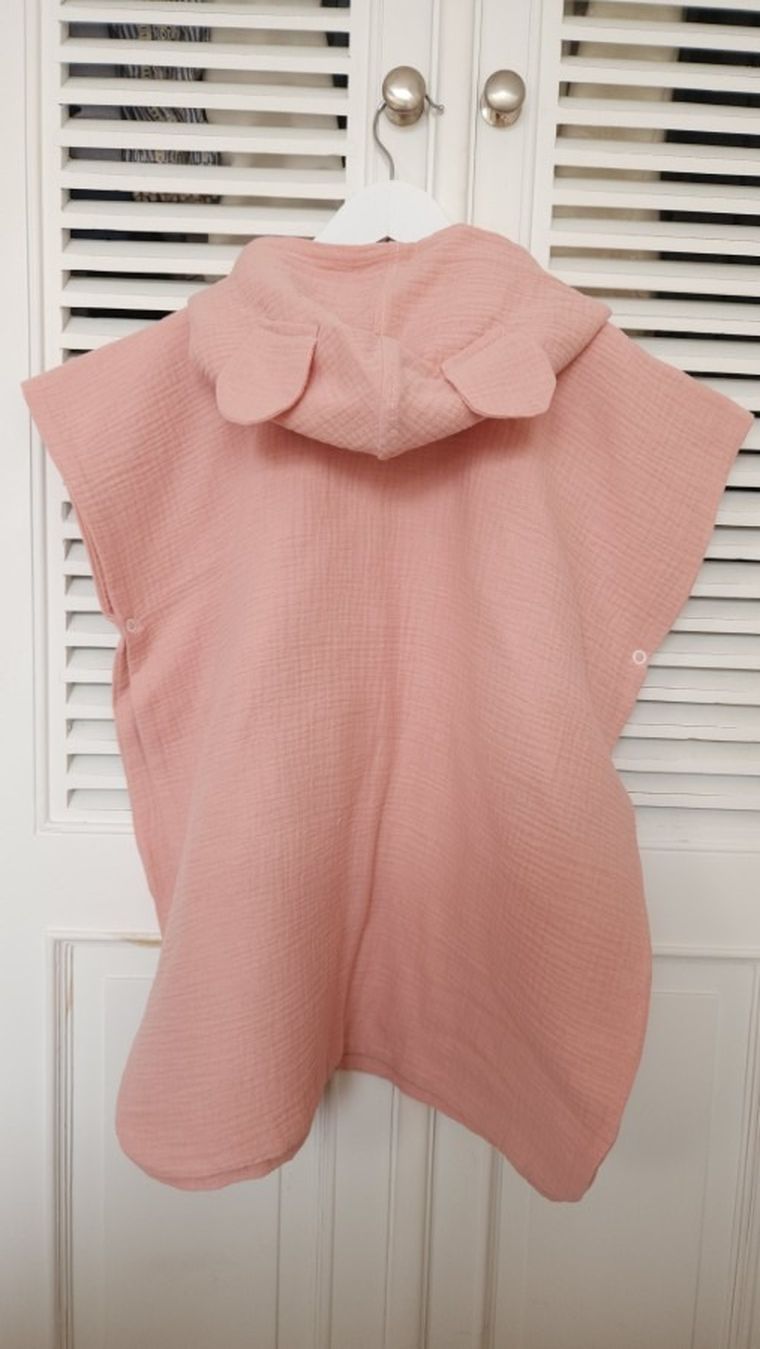 MimiNu, ponczo plażowe, szybkoschnące, rozmiar 4-7, muślin, pudrowy róż