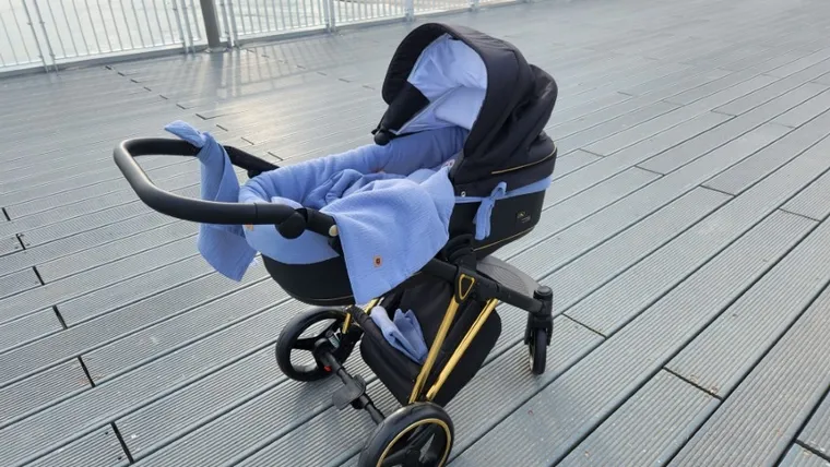 MimiNu, zestaw do gondoli, kosza Mojżesza, muślin, jeans