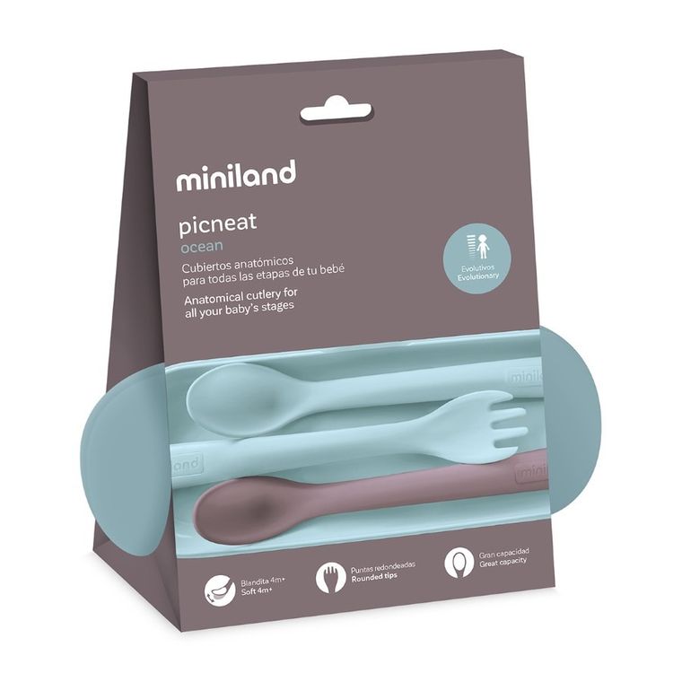 Miniland, Terra, zestaw sztućców ergonomicznych, morski