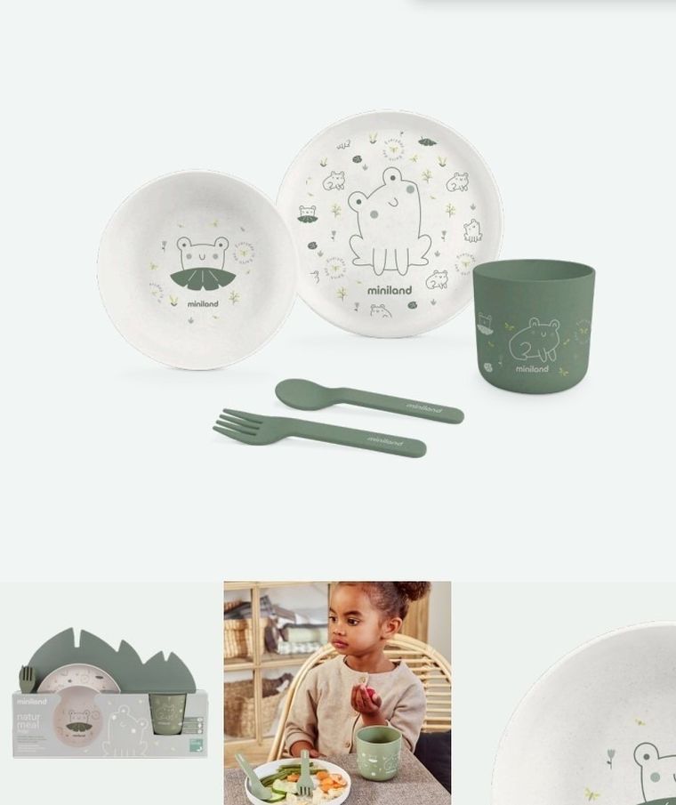 Miniland, Żabka, ECO-friendly, zestaw do karmienia, 5 szt.