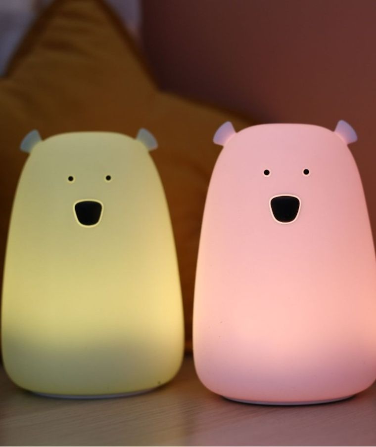 Miś, lampka silikonowa, duża, szałwiowa