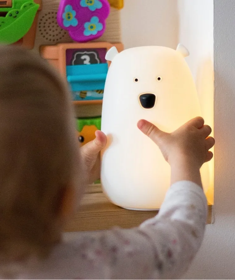 Miś, lampka silikonowa z pilotem, duża, biała