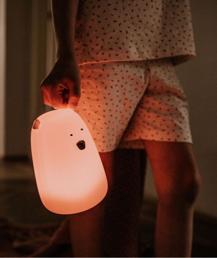 Miś, lampka silikonowa z pilotem, duża, różowa