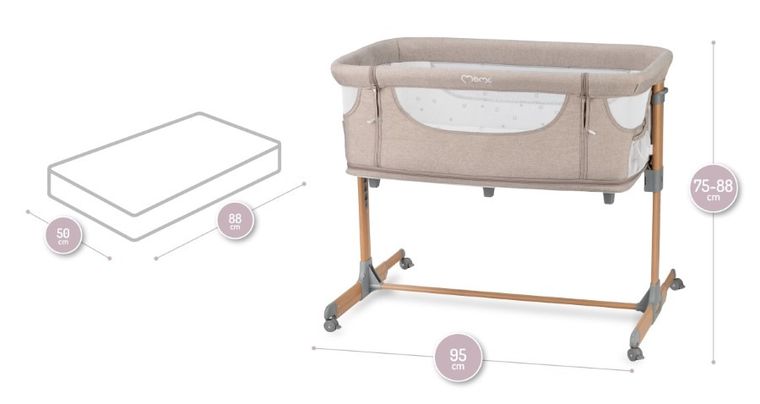 MoMi, Smart Bed, łóżeczko dostawne, 4w1, beżowe