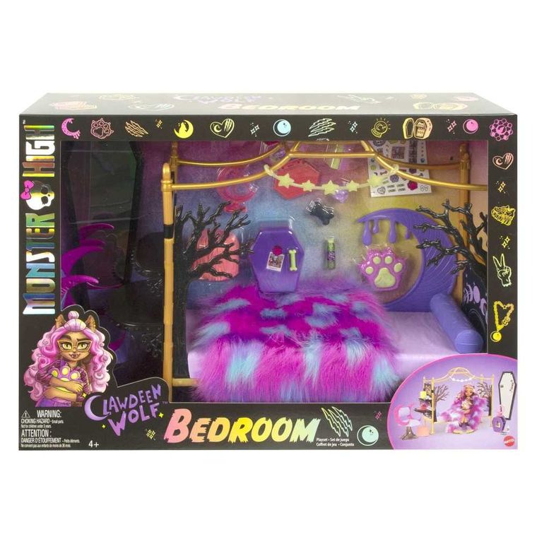 Monster High, Sypialnia Clawdeen Wolf, zestaw do zabawy bez lalki