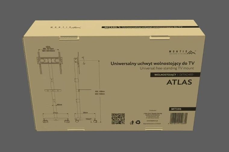 Montis, Atlas, mobilny uchwyt do telewizora, 23"-60", MT191, czarny, VESA 400-400