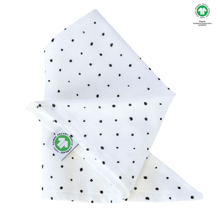 Motherhood, ECO Kropeczki Czarne, chusteczka muślinowa na główkę, 60-30 cm