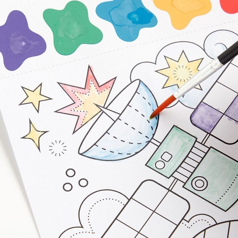 Mudpuppy, Kosmos, kolorowanka akwarelowa z pędzelkiem