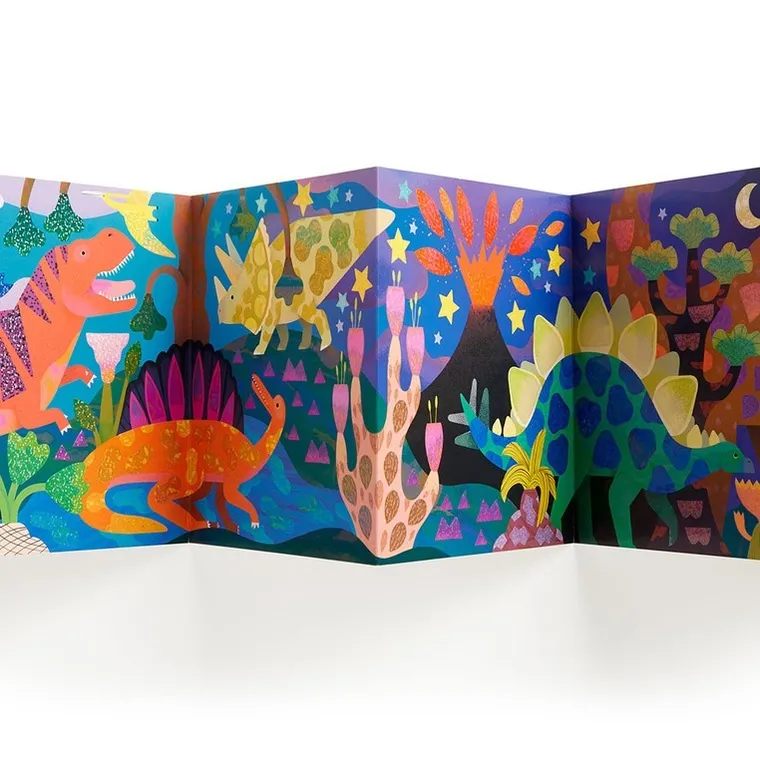 Mudpuppy, Kraina dinozaurów, naklejki holograficzne, 200+ szt., zestaw z plakatem