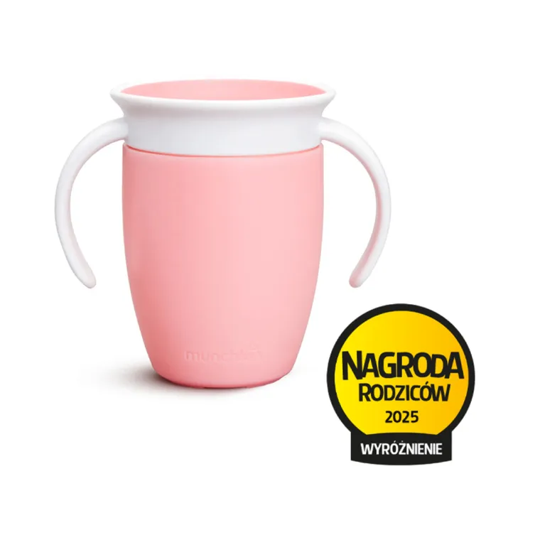 Munchkin, Miracle 360°, kubek treningowy z uchwytami, różowy, 207 ml