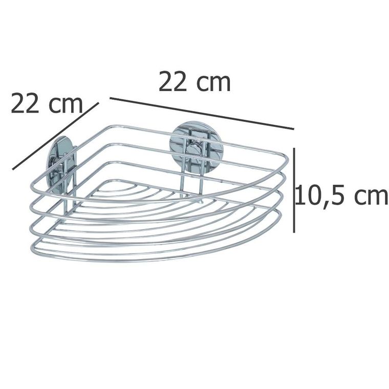 Narożna półka łazienkowa, koszyk turbo-loc, stal chromowana