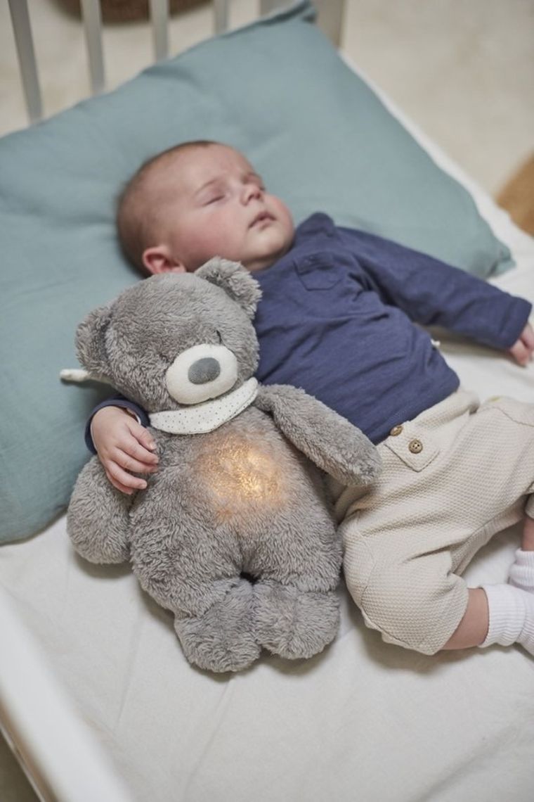 Nattou, maskotka muzyczna ze światłem i czujnikiem płaczu 4w1, Sleepy Bear, szary, 0m+
