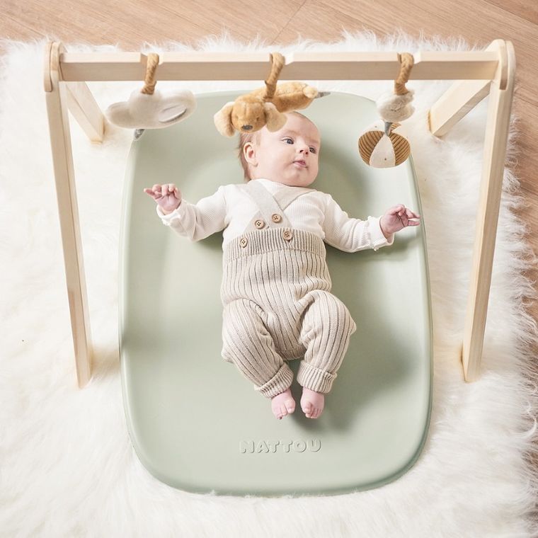 Nattou, Softy, miękka mata do przewijania, green, 50-70 cm + Aquaint, płyn antybakteryjny, 50 ml