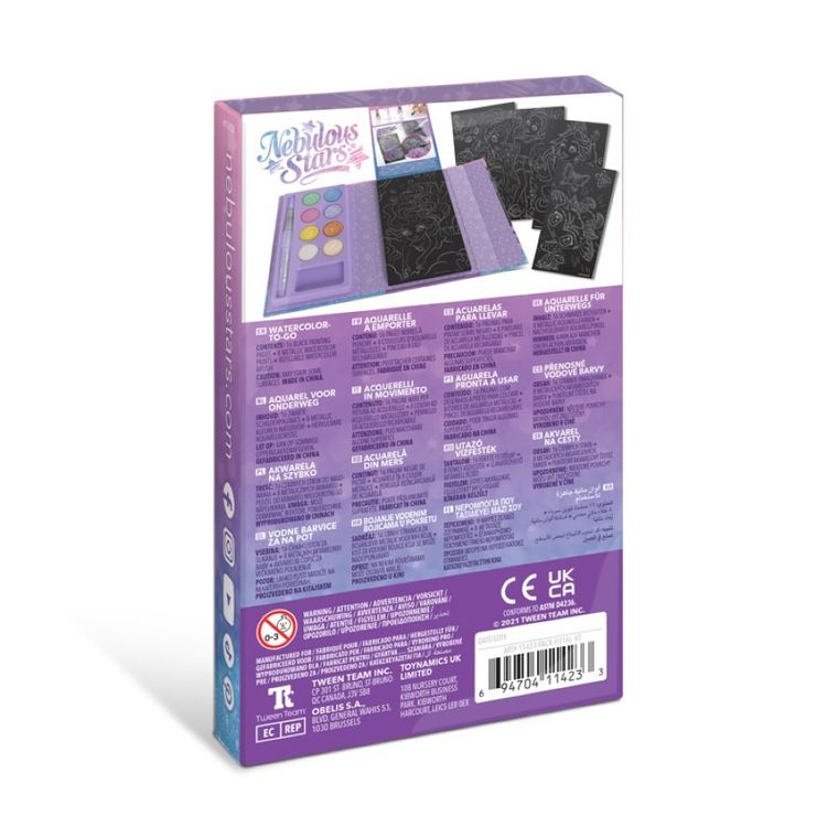 Nebulous Stars, Nebulia, kolorowanka wodna z pisakiem, farbkami i czarnymi kartkami