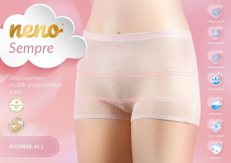 Neno, Sempre, wielorazowe majtki poporodowe, rozmiar M, 2 szt.