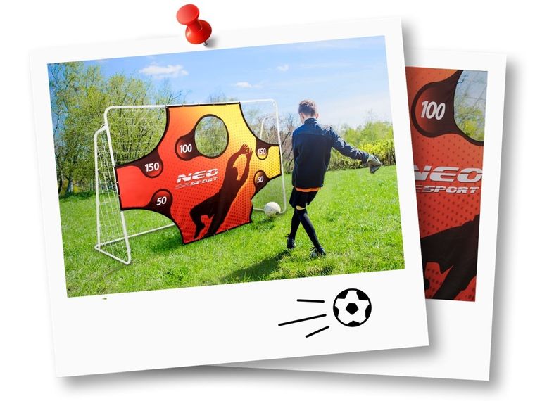Neo-Sport, bramka piłkarska metalowa, mata celności, 245-155 cm