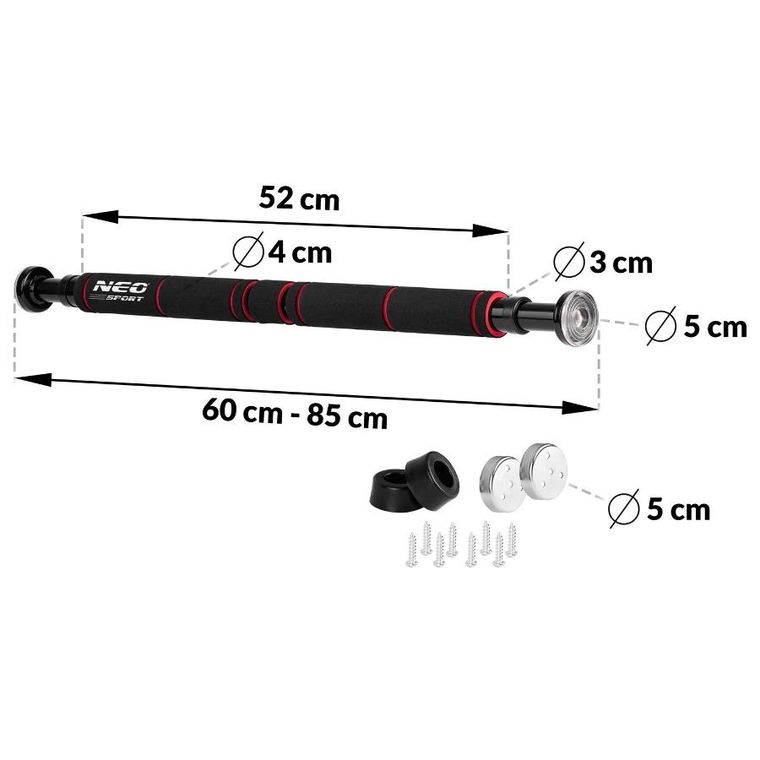 Neo-Sport, drążek do podciągania, rozporowy, 60-85 cm, NS-311