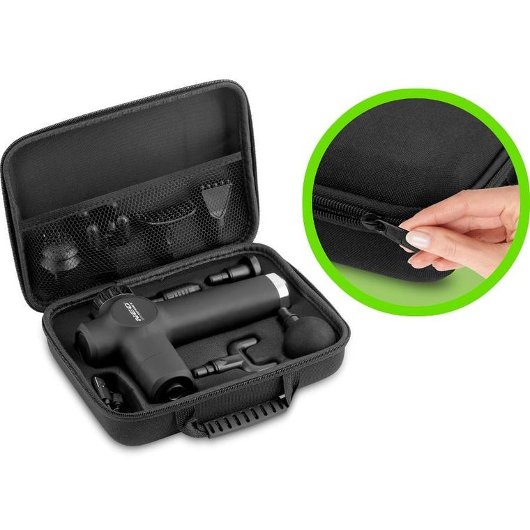 Neo-Sport, pistolet do masażu ciała 8 nakładek, czarny, NS-501