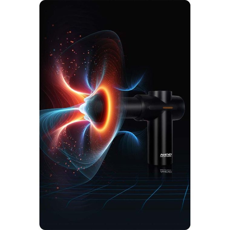 Neo-Sport, pistolet do masażu ciała, czarny, 6 nakładek, NS-504